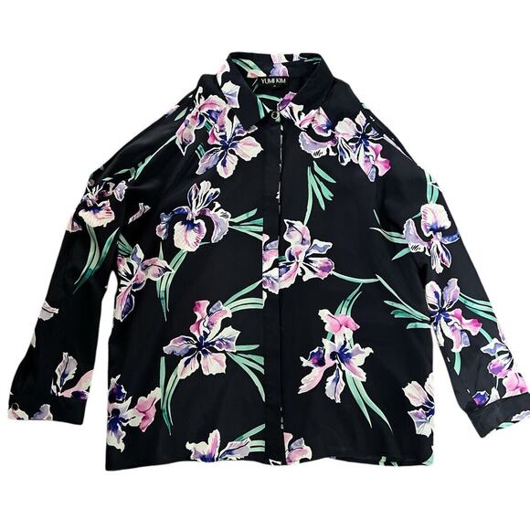 Yumi Kim Orchard Bliss Too Cool Top Shoulder Cut Out Silk Blouse Medium - Picture 1 of 6